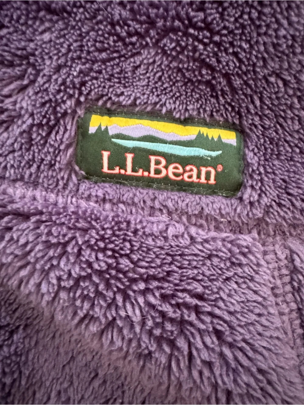 L.L.Bean Kids Hi-Pile Fleece Hooded Jacket Purple Full Zip Size M 5-6